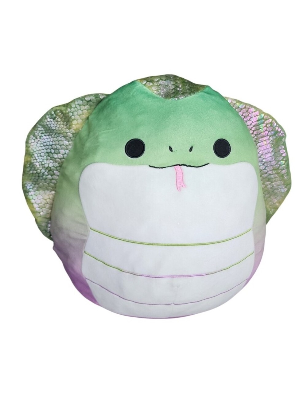 Squishmallows Green and Pink Plush Snake Accent Pillow